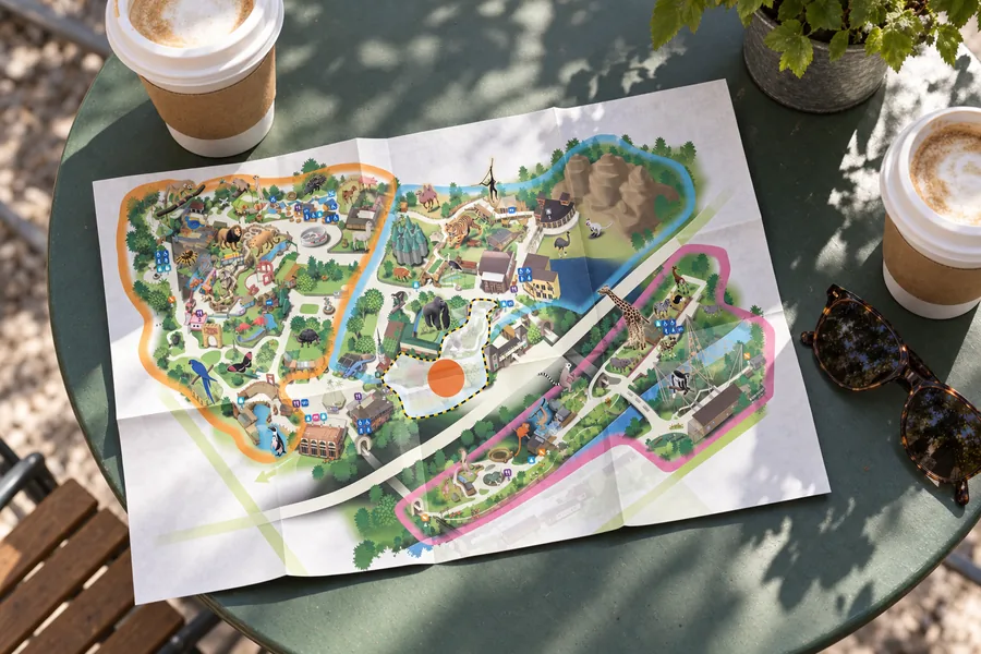 Café, map and visitor facilities at London Zoo