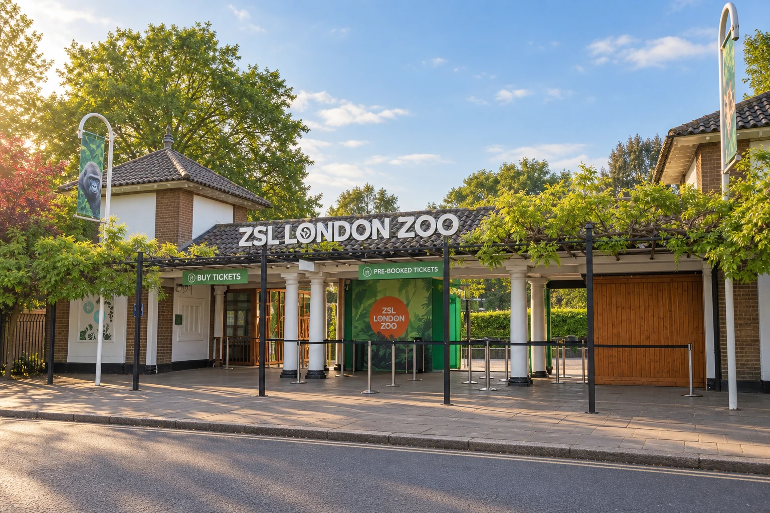 Morning view of the entrance to London Zoo